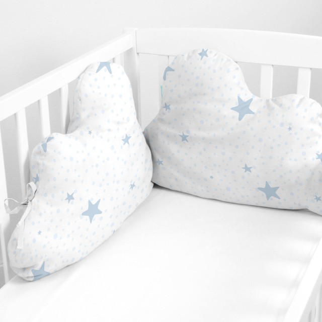 Paracolpi per culla HappyFriday Basic Kids Little star Azzurro 60 x 40