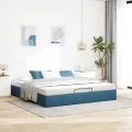  Cadre de lit ottoman sans matelas bleu foncé 180x200 cm velours