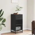 Buffet noir 35,5x35x76 cm bois d'ingénierie et métal
