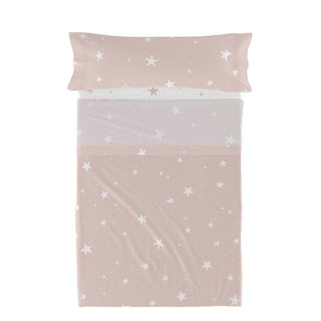 Set di Lenzuola HappyFriday Basic Kids Little star Rosa 2 Pezzi