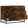 Commode chêne fumé 70x41x56 cm bois d'ingénierie