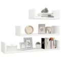 Étagères murales 3 pcs Blanc brillant Bois d'ingénierie