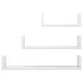 Étagères murales 3 pcs Blanc brillant Bois d'ingénierie