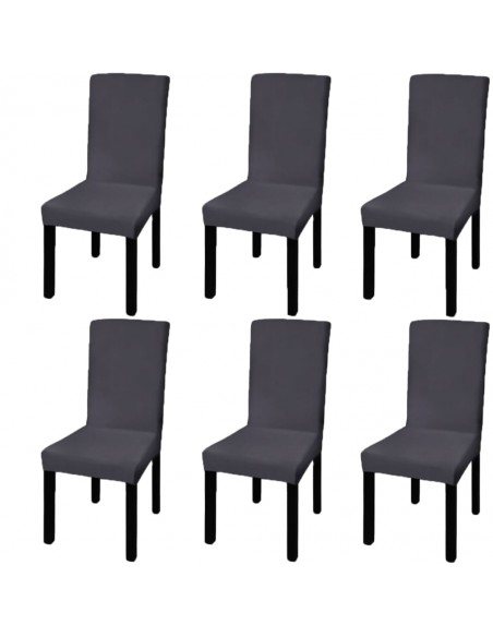 Housse de chaise droite extensible 6 pcs anthracite