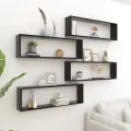 Étagères cube murales 4 pcs noir 100x15x30 cm bois d'ingénierie