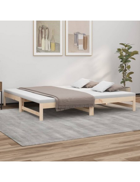 Lit coulissant sans matelas 2x(90x200) cm Bois de pin massif