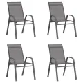 Chaises empilables de jardin lot de 4 Gris Tissu textilène