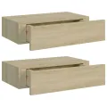 Étagères à tiroirs murales 2 pcs chêne 40x23,5x10 cm MDF