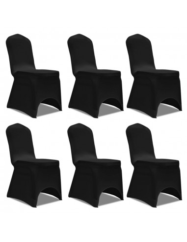 Housse extensible de chaise Noir 6 pcs