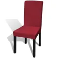 Housse de chaise droite extensible 4 pcs Bordeaux