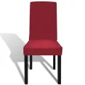 Housse de chaise droite extensible 4 pcs Bordeaux