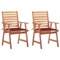 Chaises à manger d'extérieur lot de 2 et coussins Acacia massif