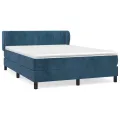 cadre de lit et matelas Bleu foncé 140x200cm Velours