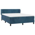 cadre de lit et matelas Bleu foncé 140x200cm Velours