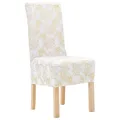 Housses extensibles de chaise 6 pcs Blanc avec imprimé doré