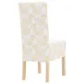 Housses extensibles de chaise 6 pcs Blanc avec imprimé doré