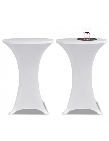 Housses élastiques de table Ø 60 cm Blanc 2 pcs