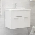 Armoire d'évier avec lavabo intégré Blanc Aggloméré