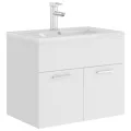 Armoire d'évier avec lavabo intégré Blanc Aggloméré
