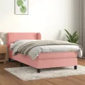 cadre de lit et matelas Rose 80x200 cm Velours