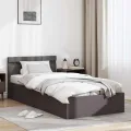 Cadre de lit à rangement avec LED Gris Similicuir 90x200 cm