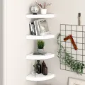 Étagères d'angle flottantes 4 pcs blanc 25x25x3,8 cm MDF