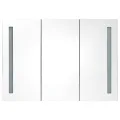 Armoire de salle de bain à miroir LED 89x14x62 cm noir brillant