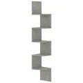 Étagère d'angle murale gris béton 19x19x123cm bois d'ingénierie