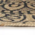 Tapis fait à la main Jute avec imprimé bleu foncé 120 cm
