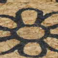 Tapis fait à la main Jute avec imprimé bleu foncé 120 cm