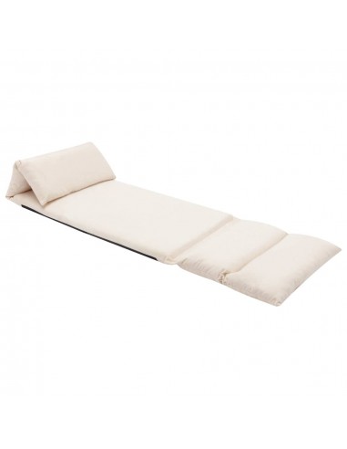 Chaise pliable de sol Crème Microfibre