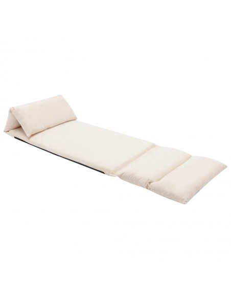 Chaise pliable de sol Crème Microfibre