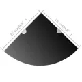 Étagères d'angle 2 pcs et supports chromés Verre Noir 25x25 cm