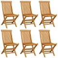 Chaises de jardin et coussins bleu clair lot de 6 Bois de teck