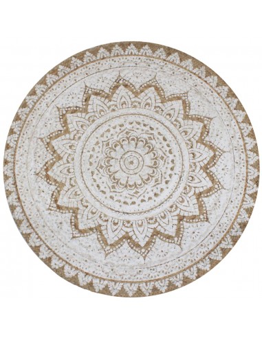 Tapis de sol Jute tressée imprimée 150 cm Rond