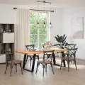 Table à manger marron clair 220x100x74 cm bois de chêne massif