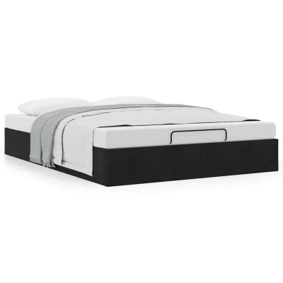  Cadre de lit ottoman sans matelas noir 140x200 cm velours