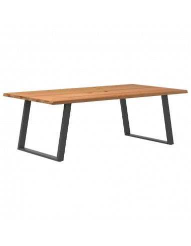 Table à manger marron clair 220x120x74 cm bois de chêne massif