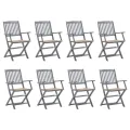 Chaises pliables d'extérieur lot de 8 et coussins Bois d'acacia