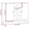 Buffet chêne fumé 92x35x76 cm bois d'ingénierie