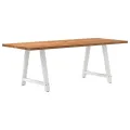 Table à manger marron clair bois de chêne massif rectangulaire