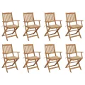 Chaises pliables d'extérieur et coussins lot de 8 Bois d'acacia
