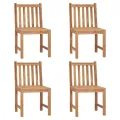 Chaises de jardin lot de 4 avec coussins Bois de teck massif
