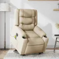 Fauteuil inclinable de massage électrique Crème Tissu