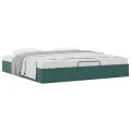  Cadre de lit ottoman sans matelas vert foncé 160x200 cm velours