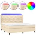 cadre de lit matelas et LED Crème 200x200 cm Tissu