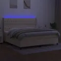 cadre de lit matelas et LED Crème 200x200 cm Tissu