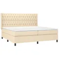 cadre de lit matelas et LED Crème 200x200 cm Tissu