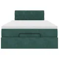 Cadre de lit ottoman avec matelas vert foncé 120x200 cm velours