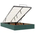 Cadre de lit ottoman avec matelas vert foncé 120x200 cm velours